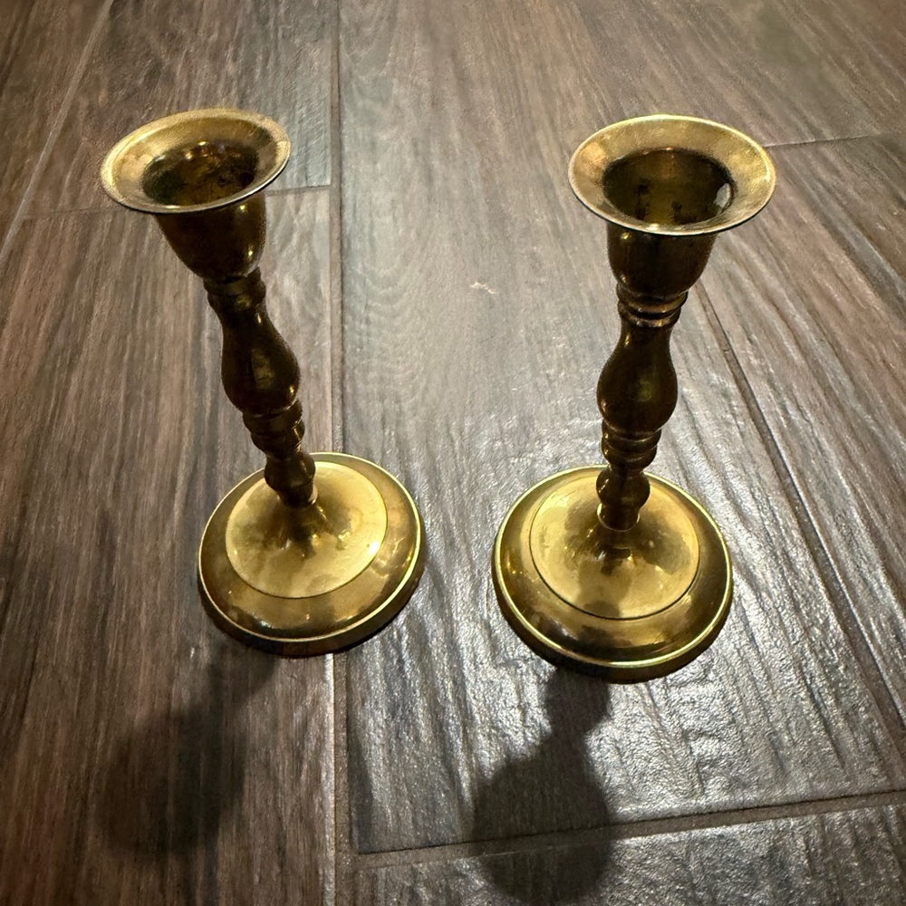 Elegant Gold Brass Candlestick Holders